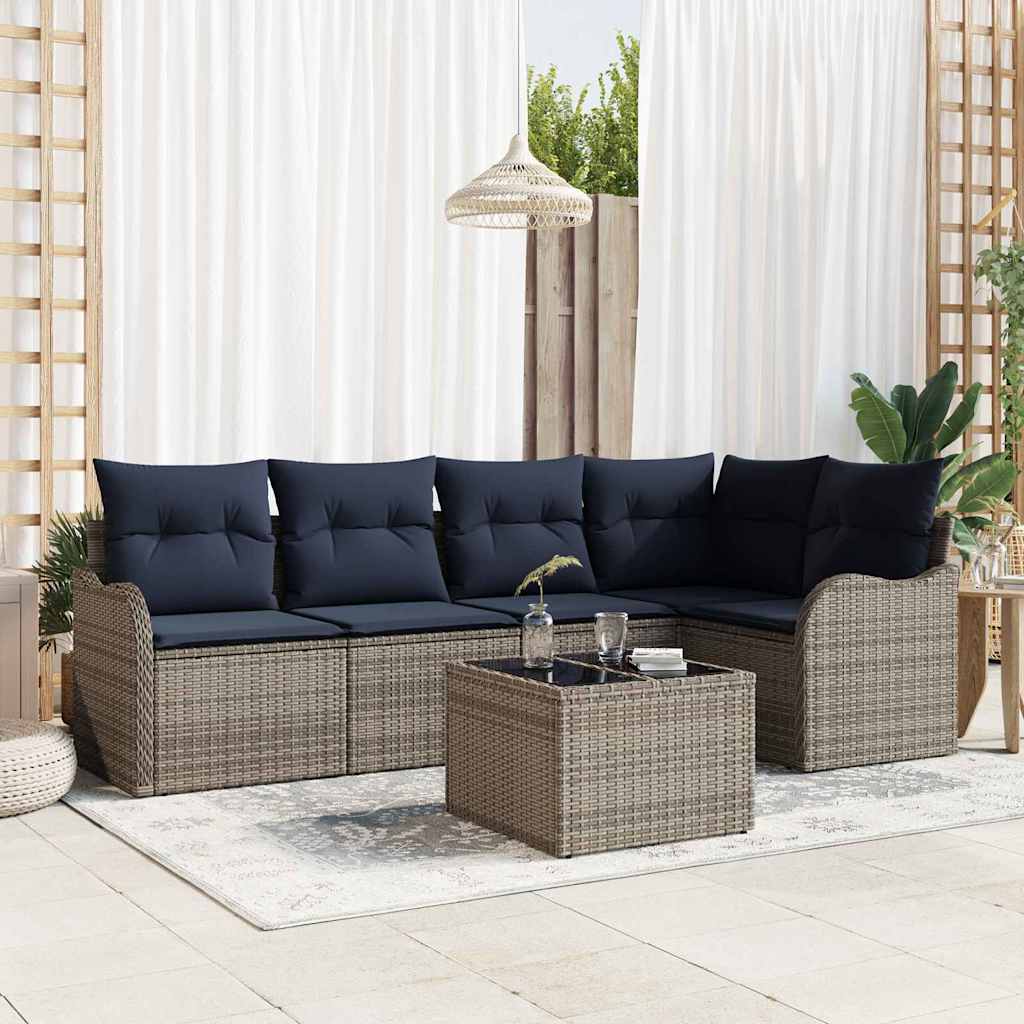 Gartensofa-set Grau Poly-Rattan