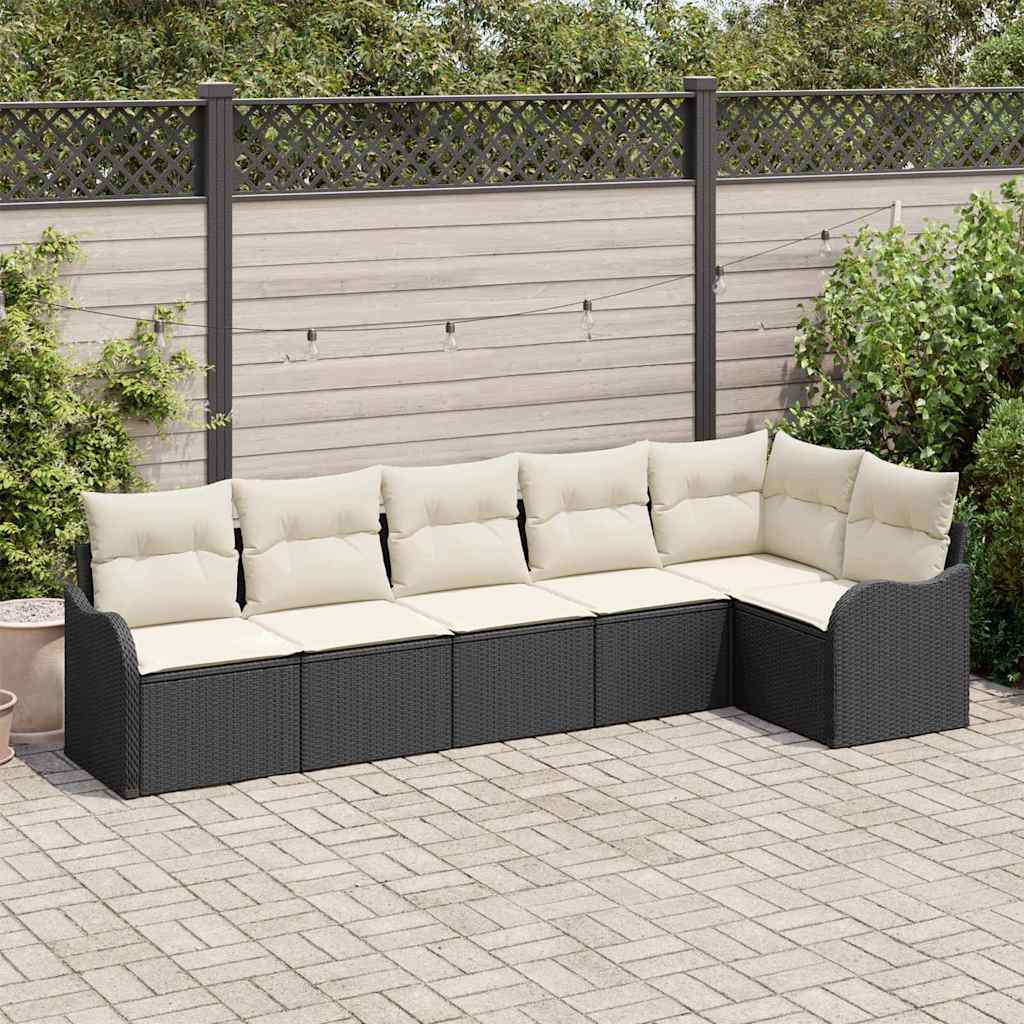 Gartensofa-set Schwarz Poly-Rattan