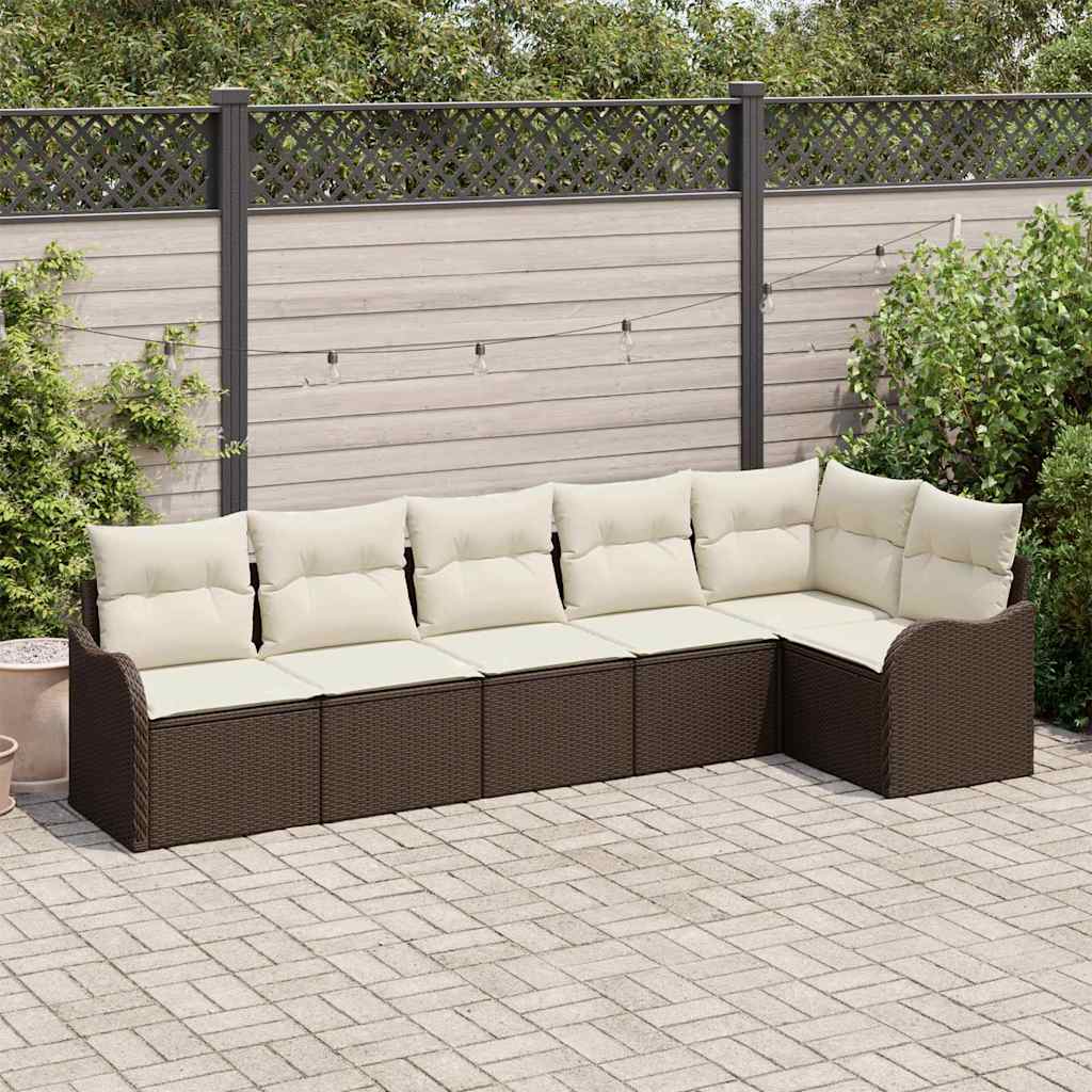 Gartensofa-set 6 stk. Braun Poly-Rattan