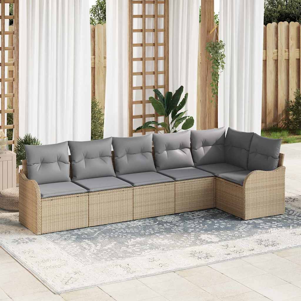 Gartensofa-set 6 stk. Beige Poly-Rattan