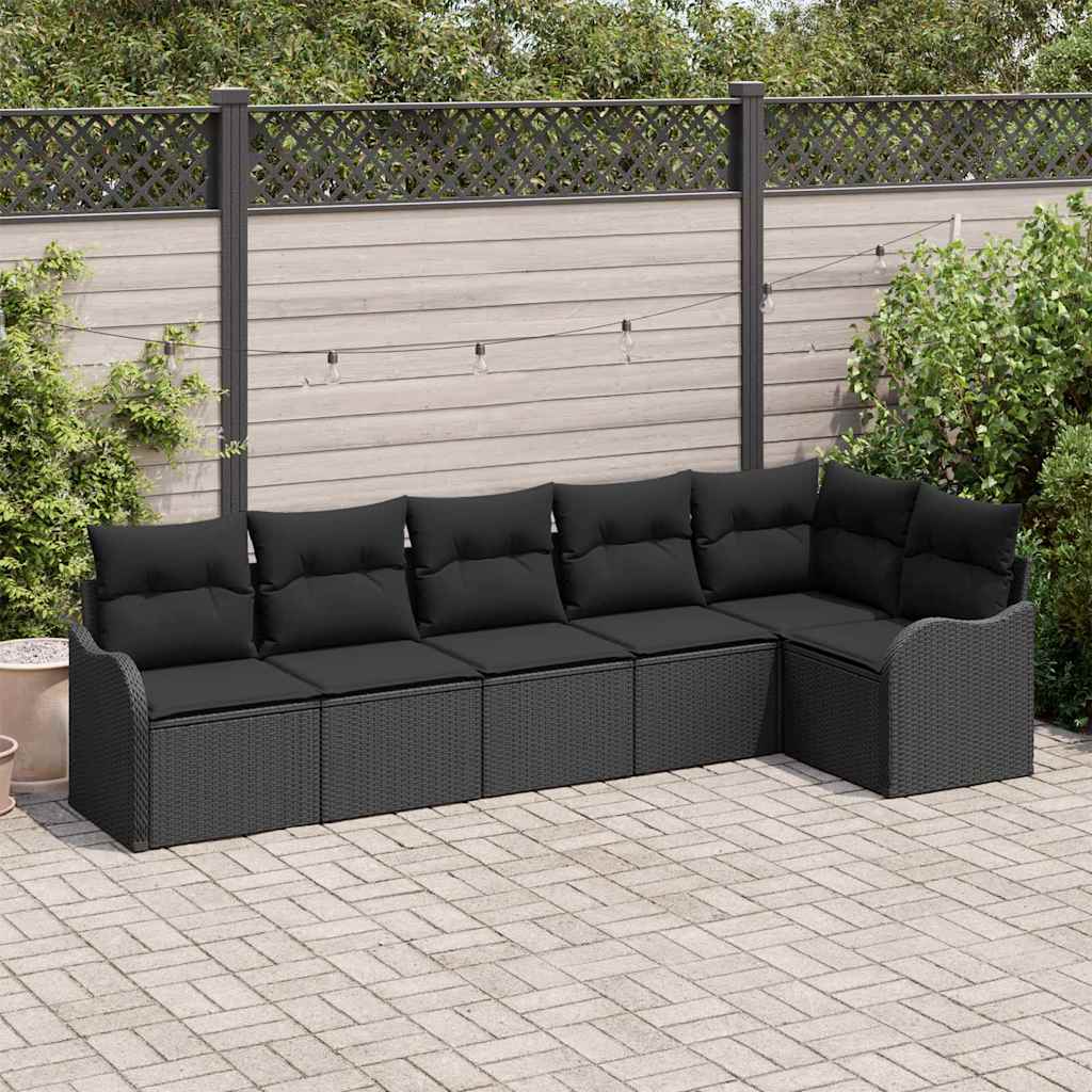 Gartensofa-set Schwarz Poly-Rattan