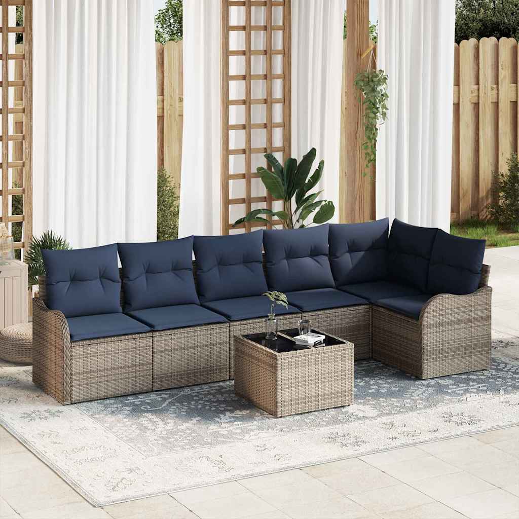 Gartensofa-set Grau Poly-Rattan