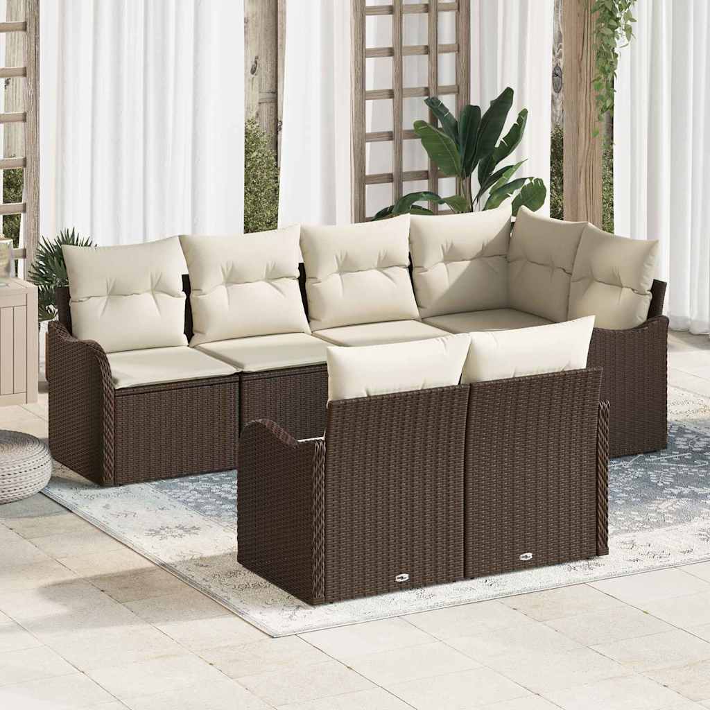 Gartensofa-set 7 stk. Braun Poly-Rattan