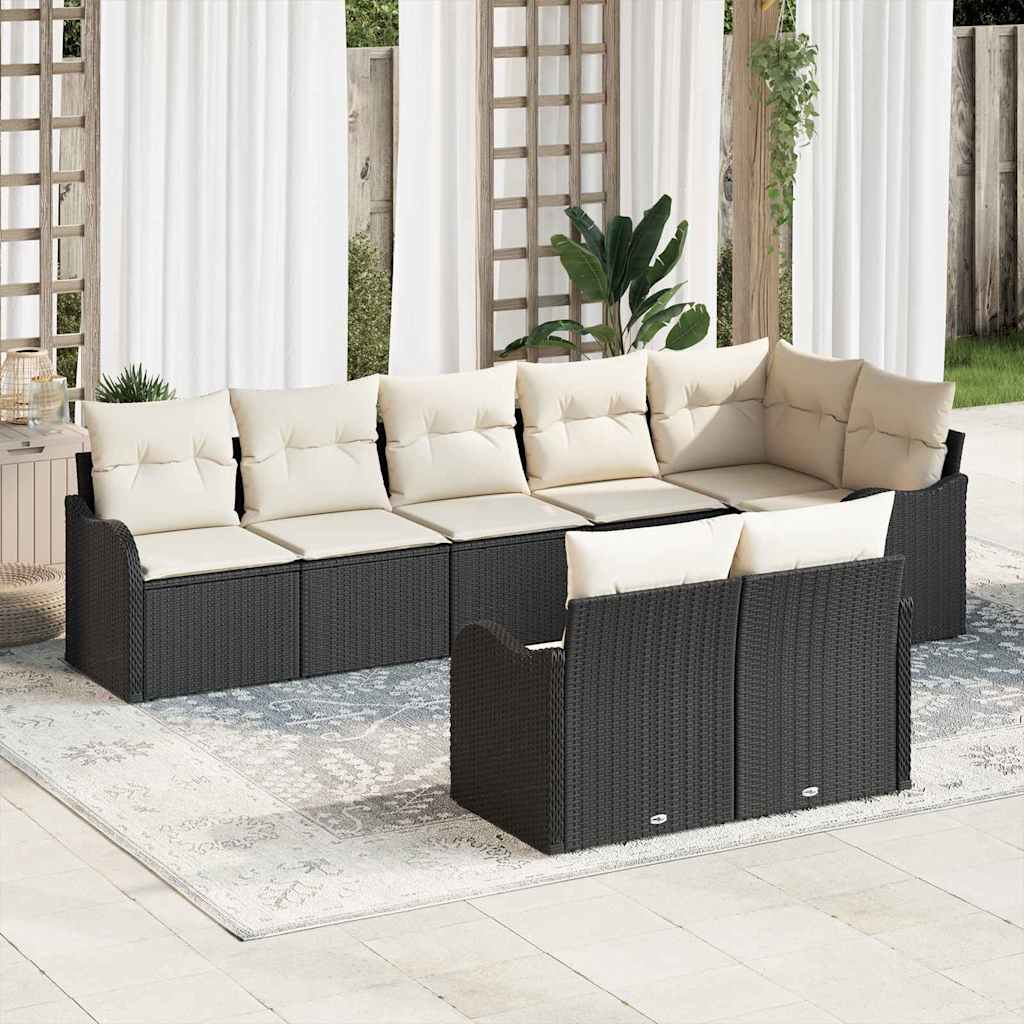 Gartensofa-set 8 stk. Schwarz Poly-Rattan