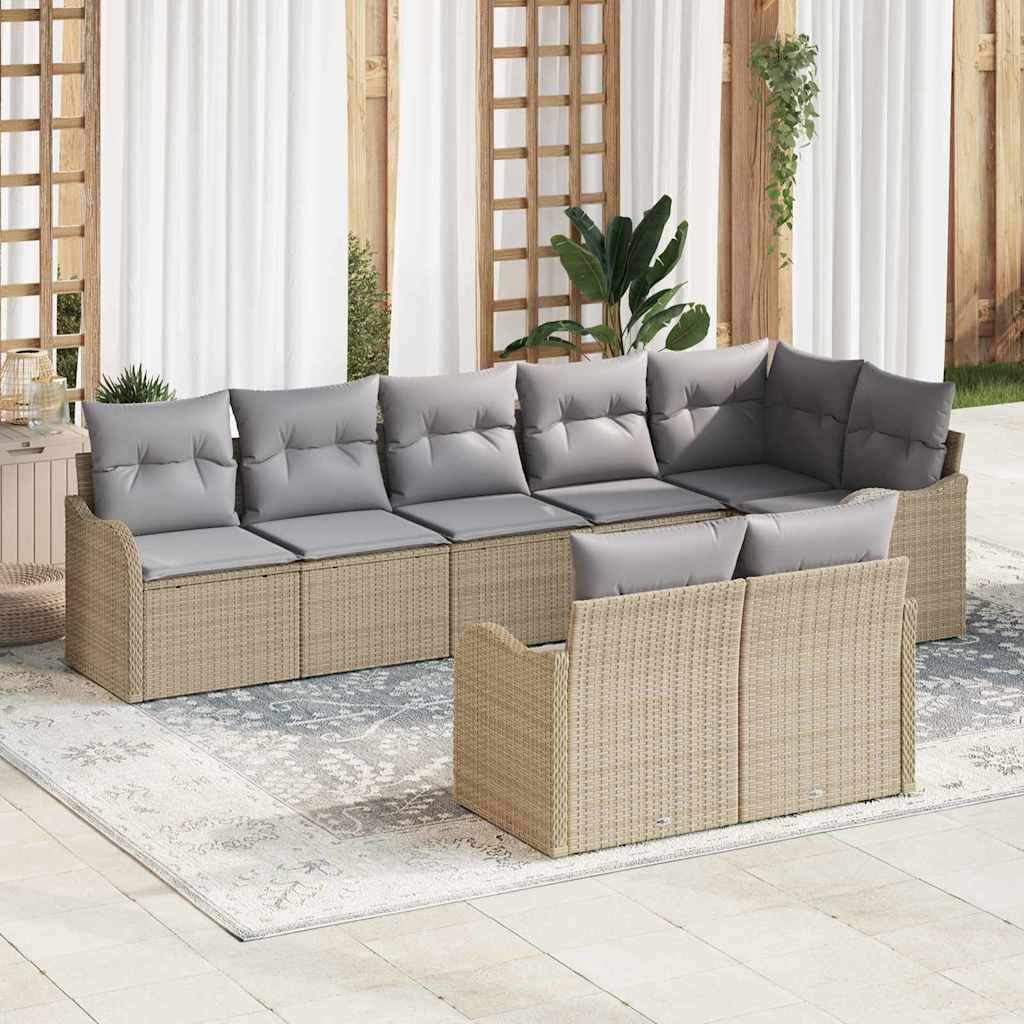 Gartensofa-set 8 stk. Beige Poly-Rattan
