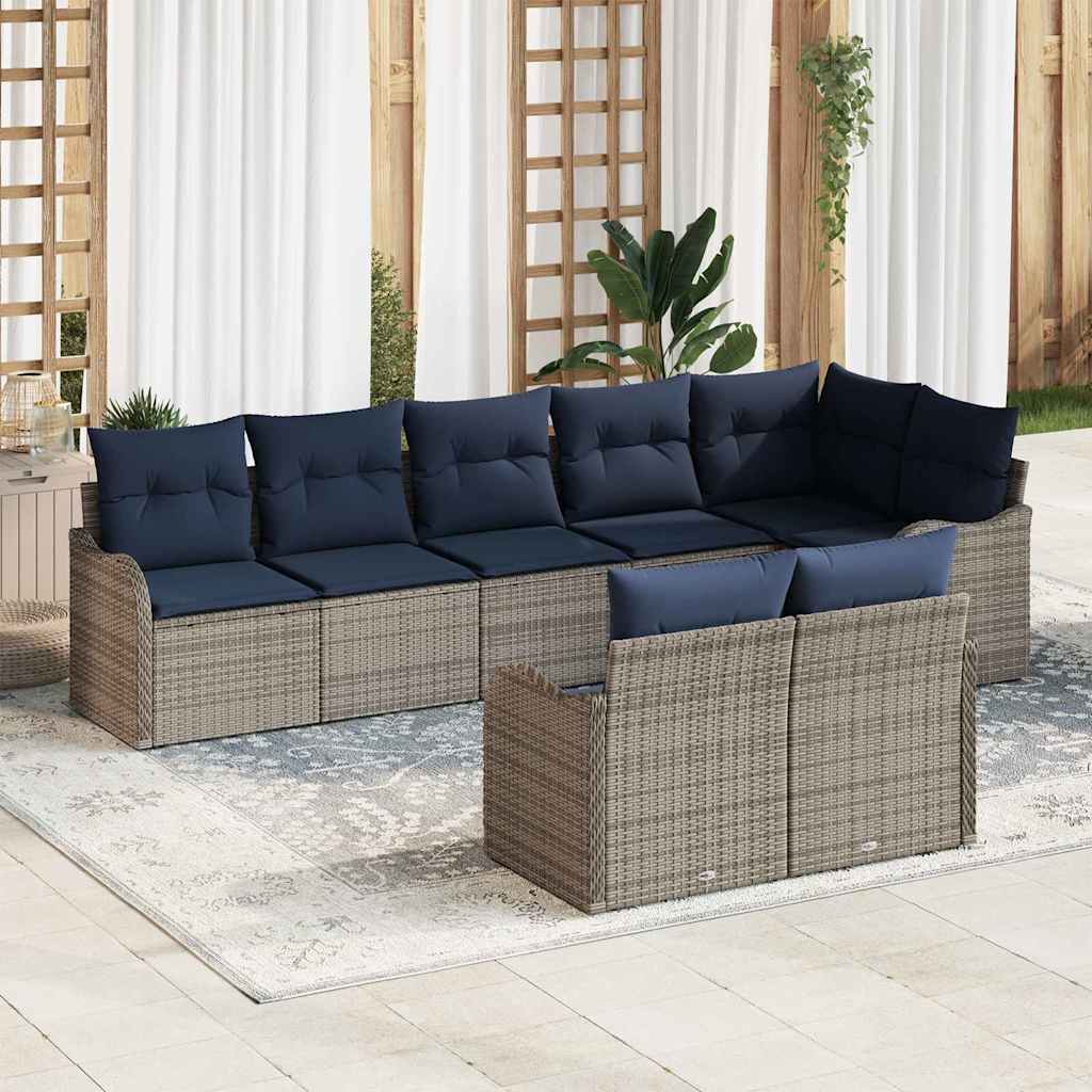 Gartensofa-set 8 stk. Grau Poly-Rattan