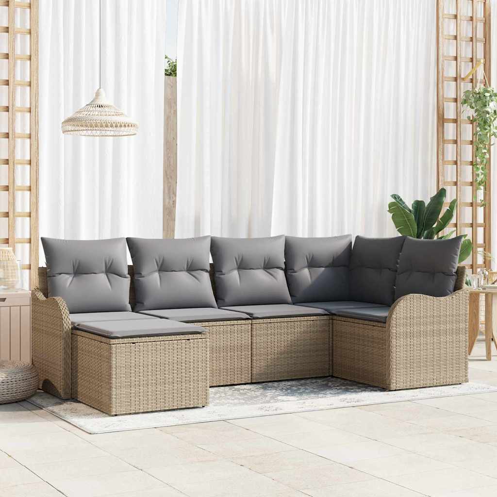 Gartensofa-set Beige Poly-Rattan
