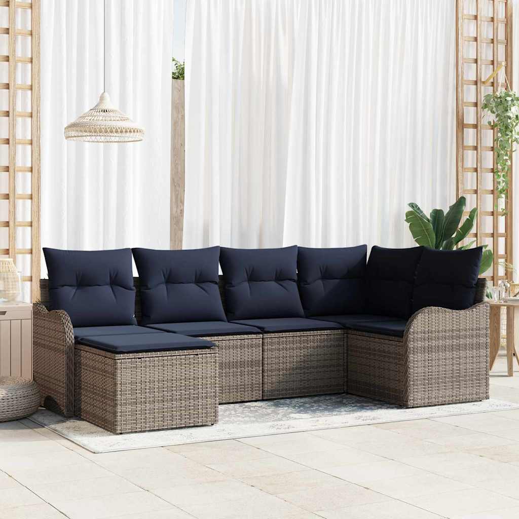 Gartensofa-set Grau Poly-Rattan