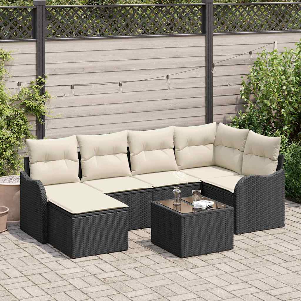 Gartensofa-set Schwarz Poly-Rattan