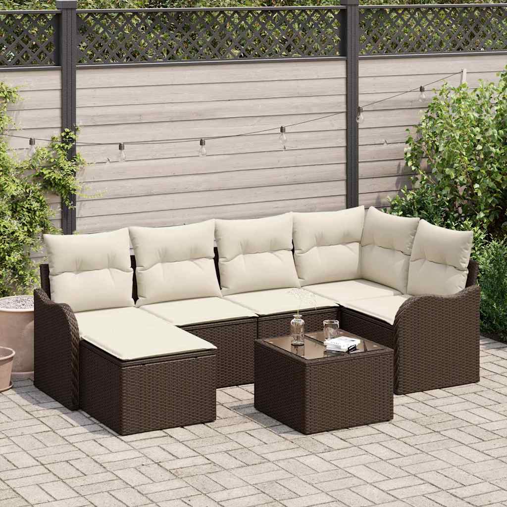Gartensofa-set 7 stk. Braun Poly-Rattan