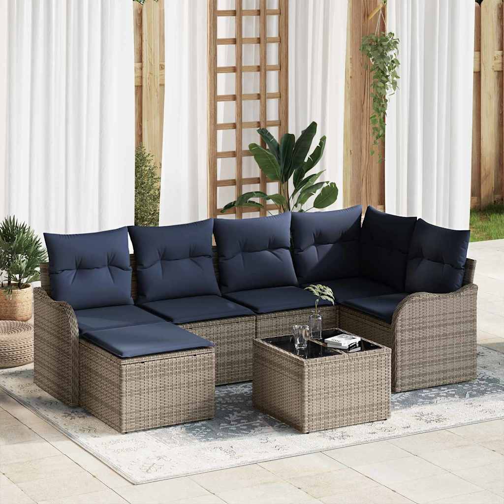 Gartensofa-set 7 stk. Grau Poly-Rattan