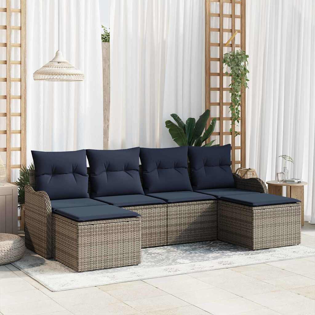 Sofa Set 6 stk. Grau Polyester