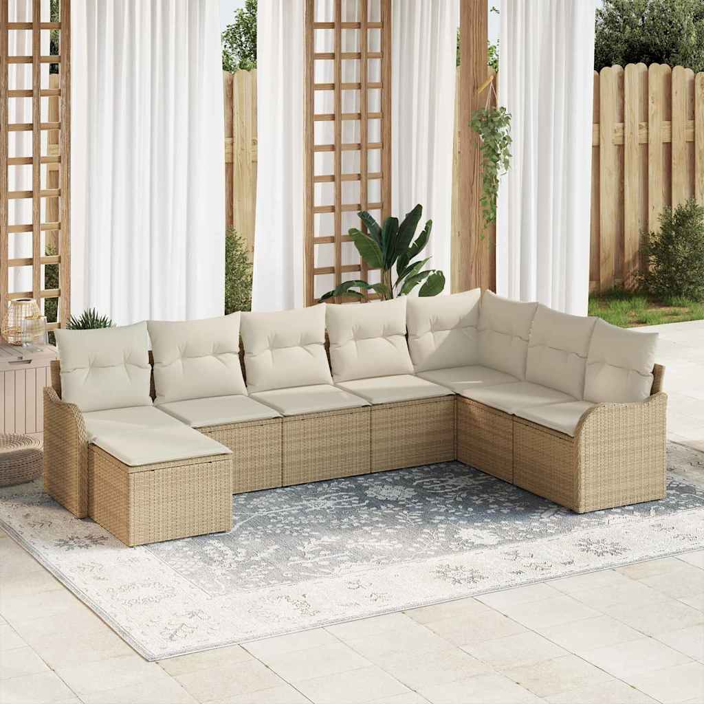 Gartensofa-set 8 stk. Beige Poly-Rattan