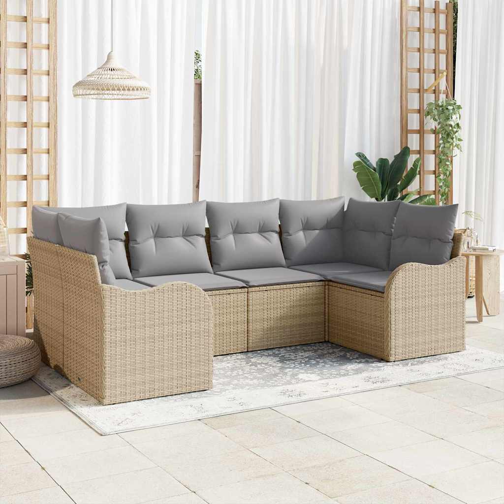 Gartensofa-set 6 stk. Beige Poly-Rattan