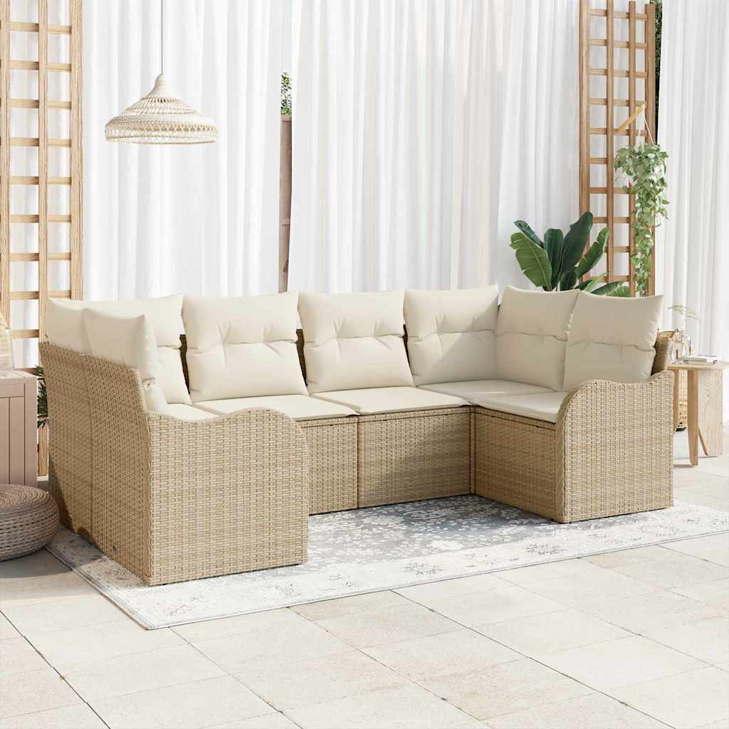 Gartensofa-set 6 stk. Beige Poly-Rattan