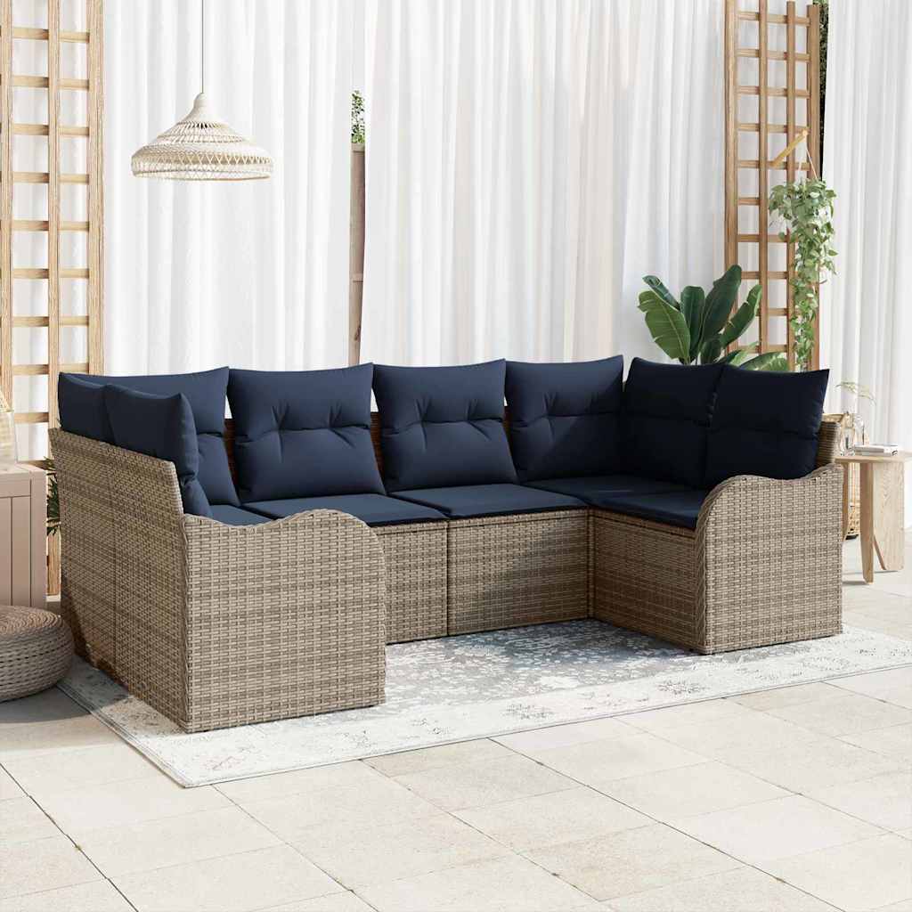 Sofa Set 6 stk. Grau [Synthetisch]: Poly Rattan