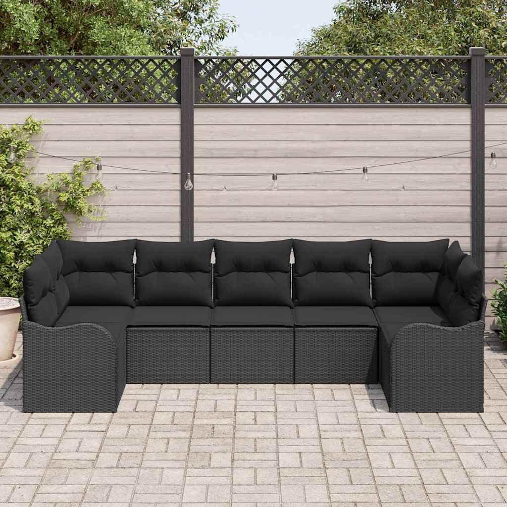 Gartensofa-set Schwarz Poly-Rattan
