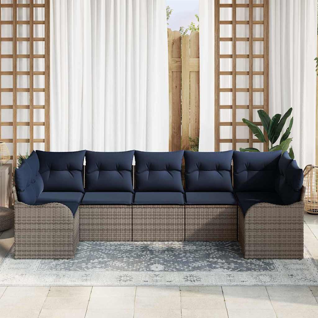 Gartensofa-set Grau Poly-Rattan