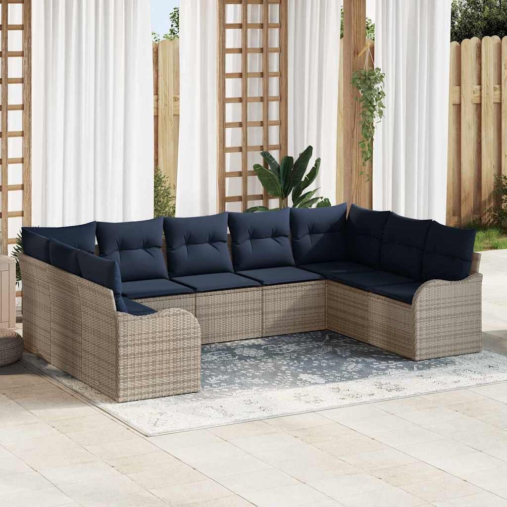Gartensofa-set Grau Poly-Rattan