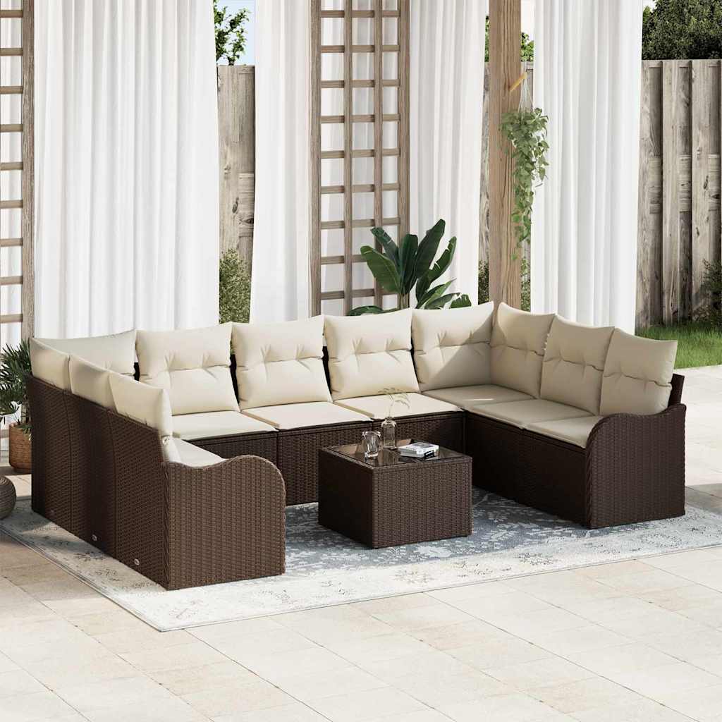Gartensofa-set 9 stk. Braun Poly-Rattan