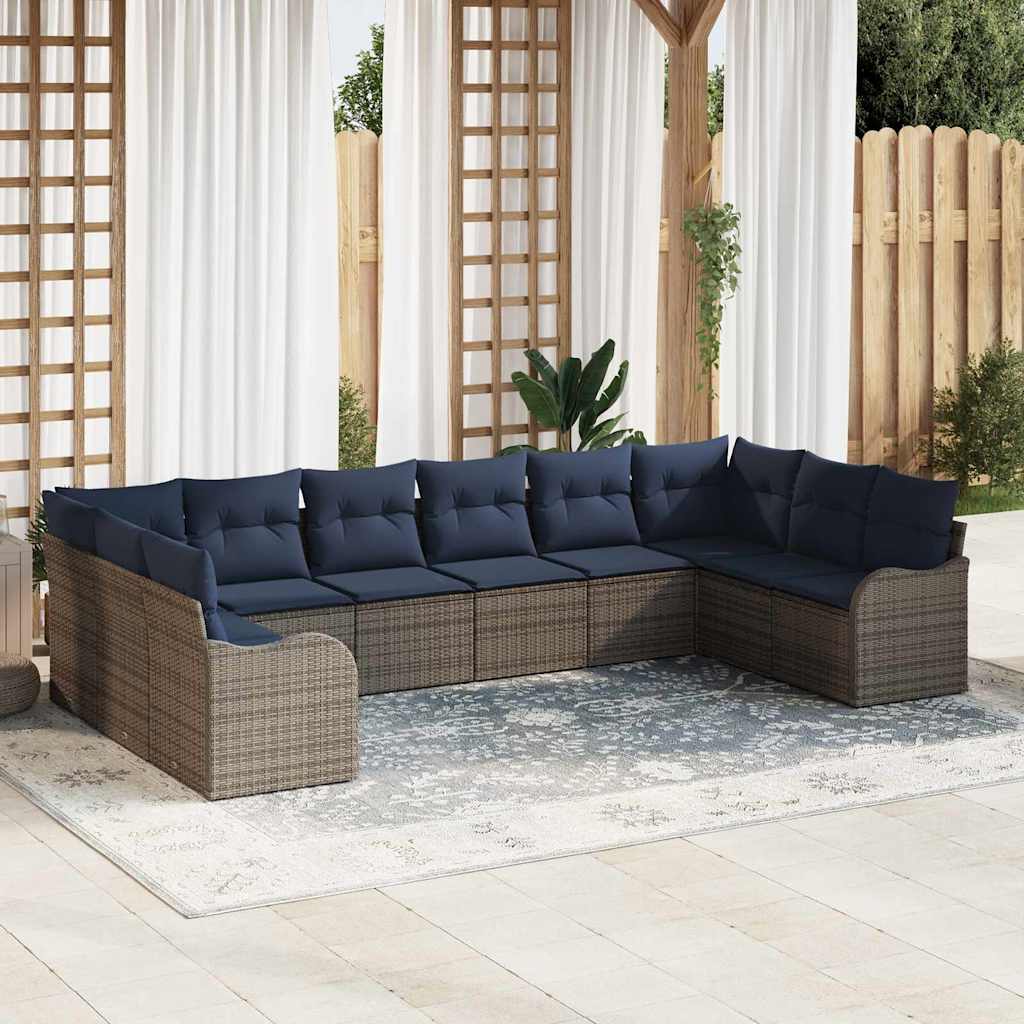 Sofa Set 10 stk. Grau Polyester