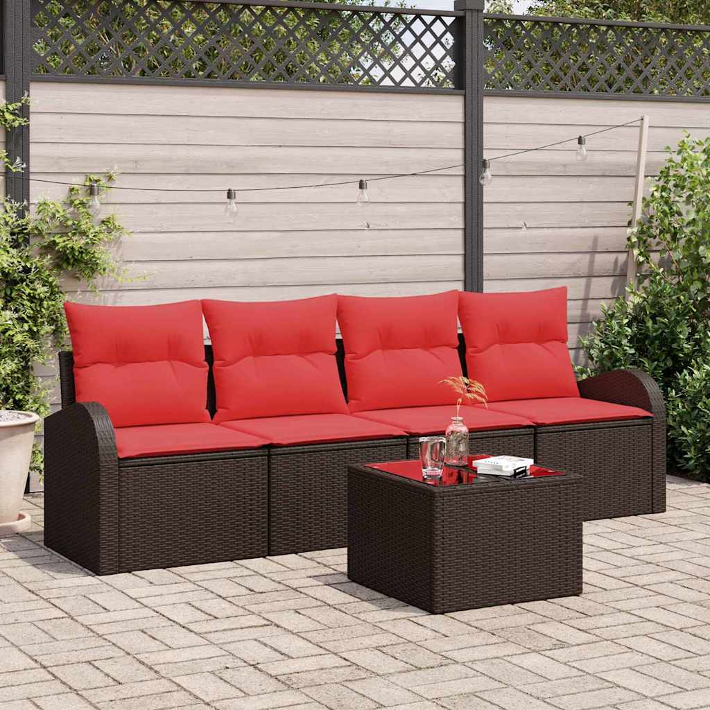 Gartensofa-set 5 Stk. 4-Sitzanzahl Braun Poly-Rattan