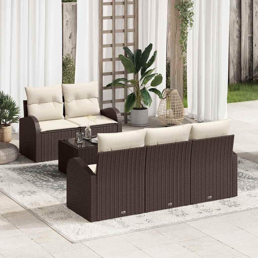 Gartensofa-set 6 stk. Braun Poly-Rattan