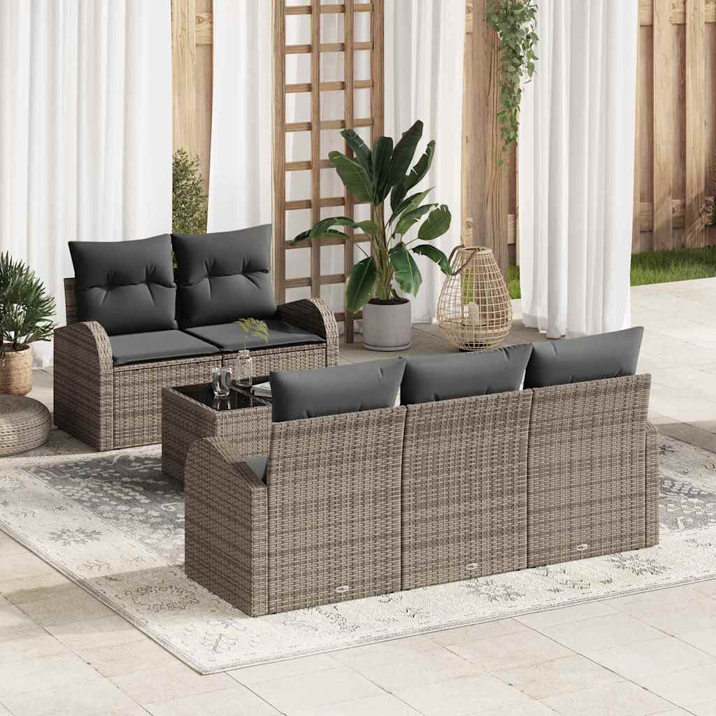Gartensofa-set 6 stk. Grau Poly-Rattan