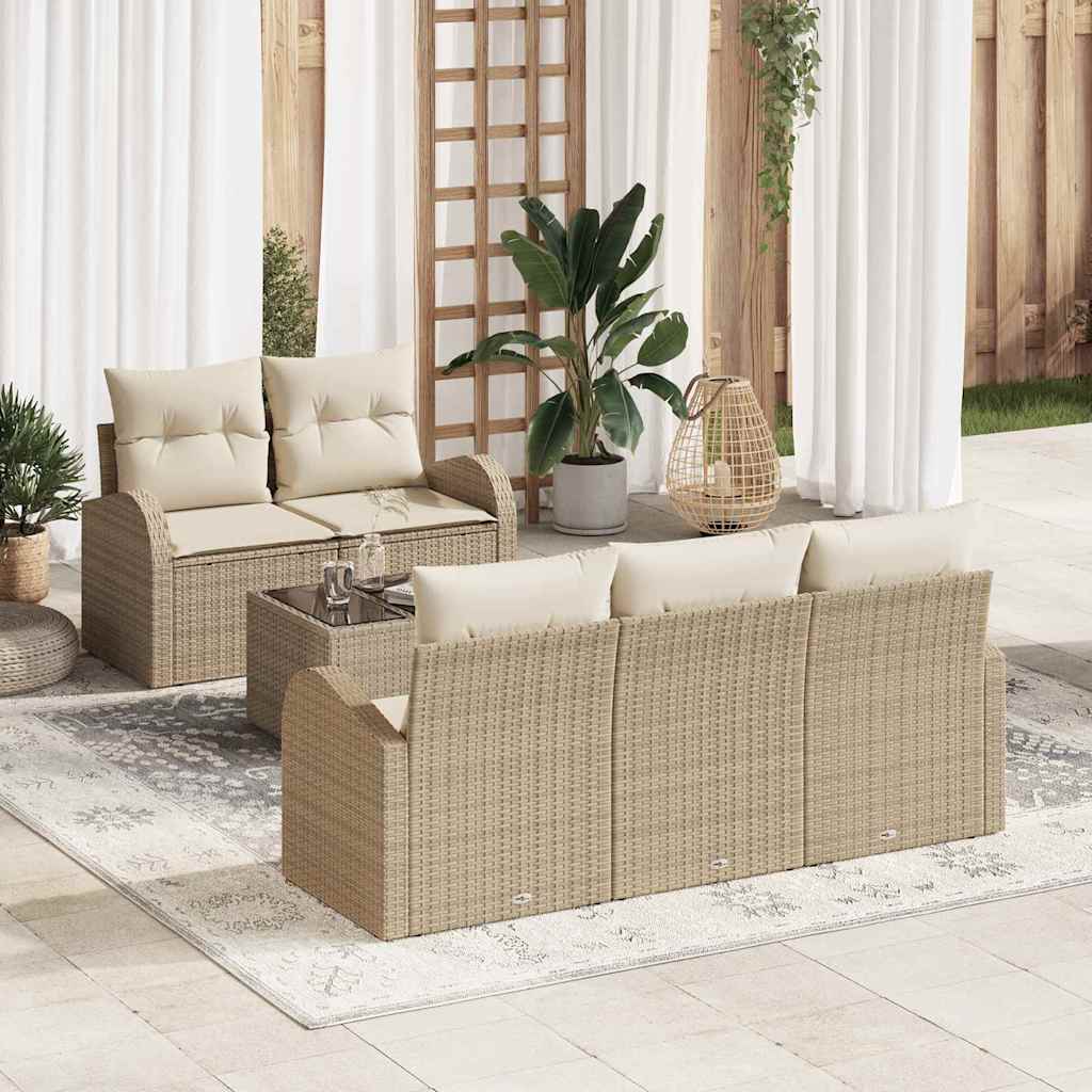 Gartensofa-set 6 stk. Beige Poly-Rattan