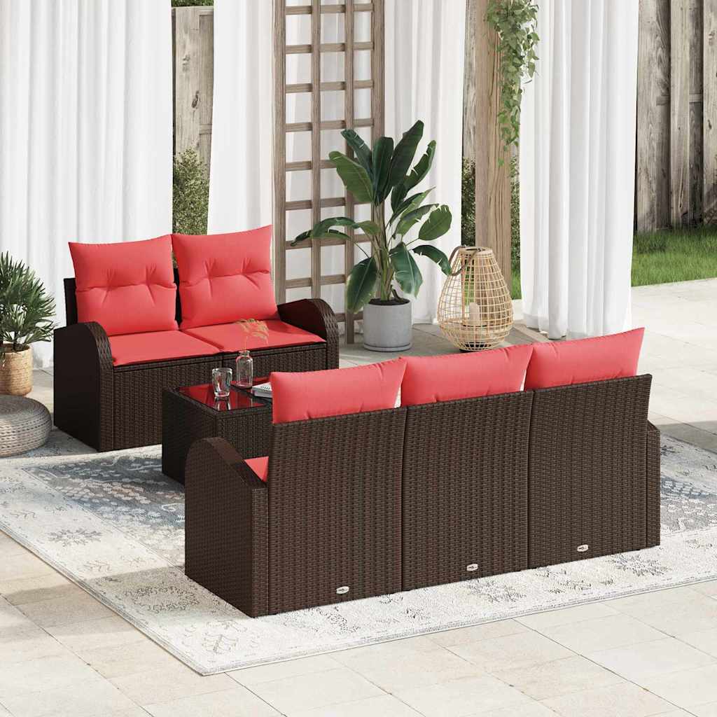 Sofa Set 6 Stk. 5-Sitzanzahl Braun Polyester