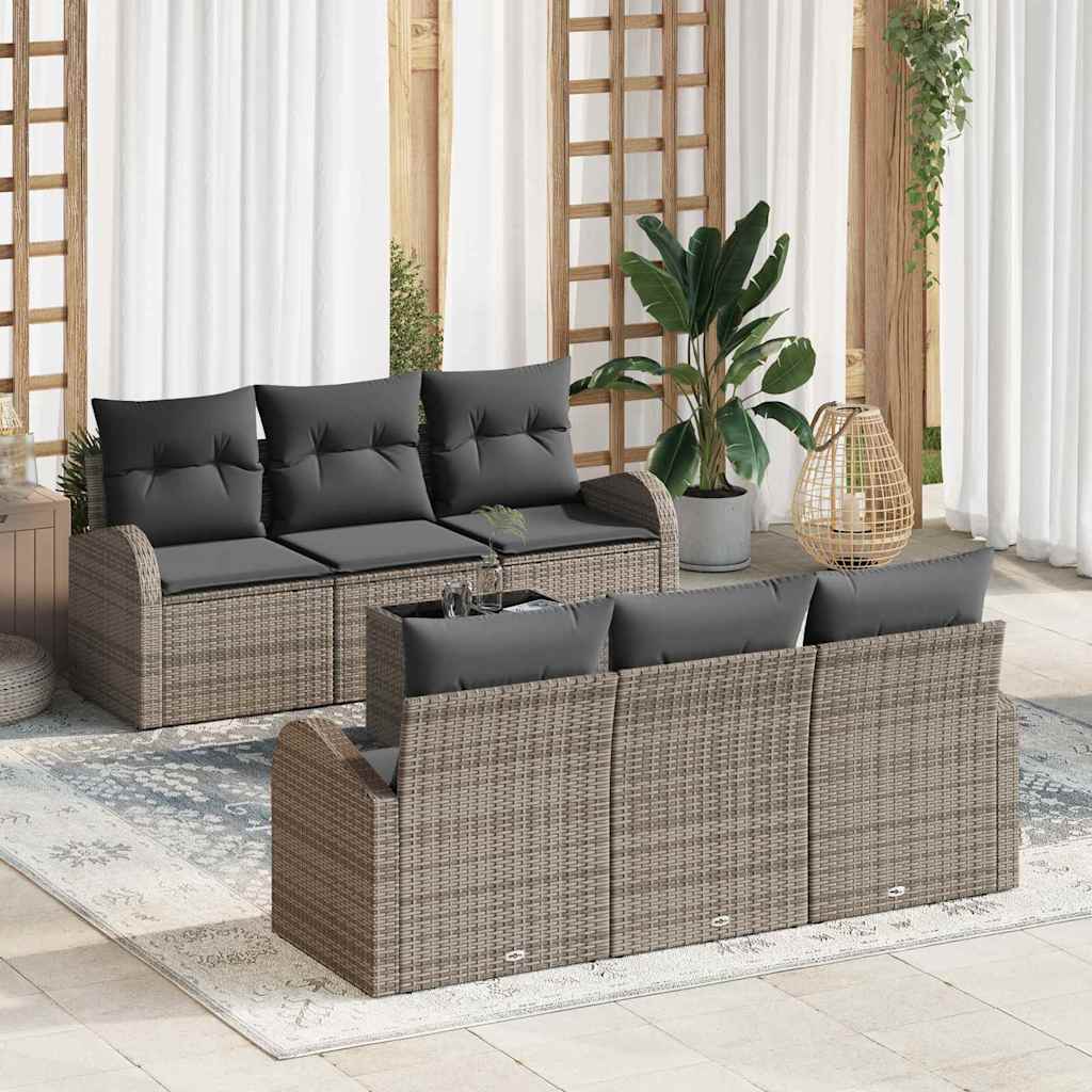 Gartensofa-set 7 stk. Grau Poly-Rattan