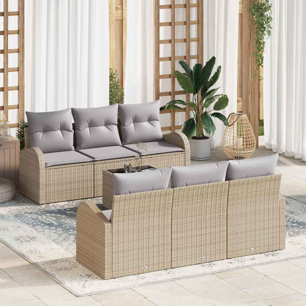Gartensofa-set 7 stk. Beige Poly-Rattan