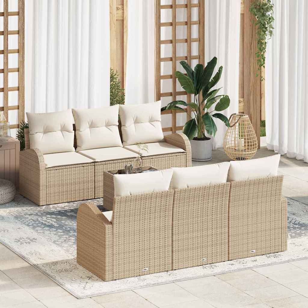 Gartensofa-set 7 stk. Beige Poly-Rattan
