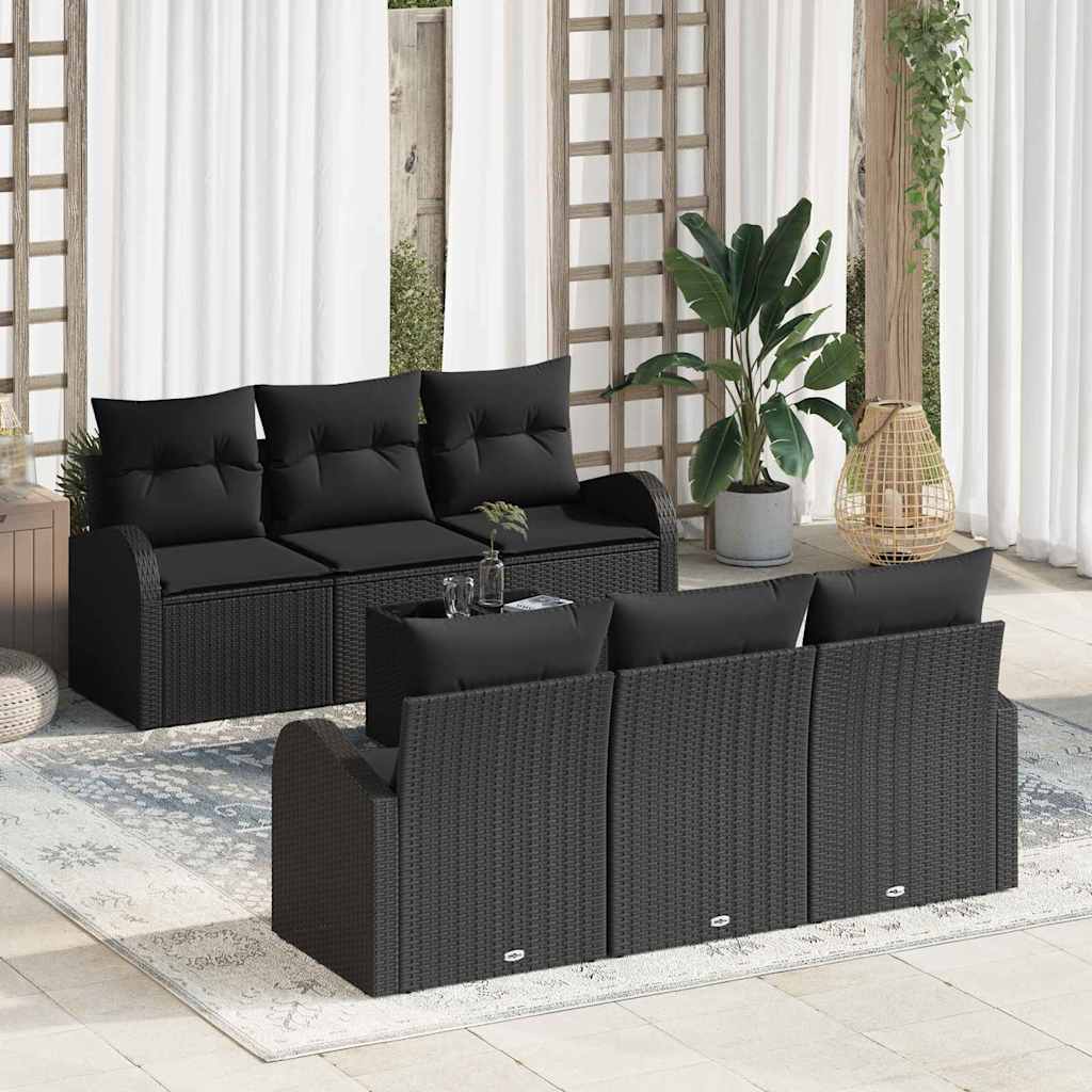 Gartensofa-set 7 stk. Schwarz Poly-Rattan