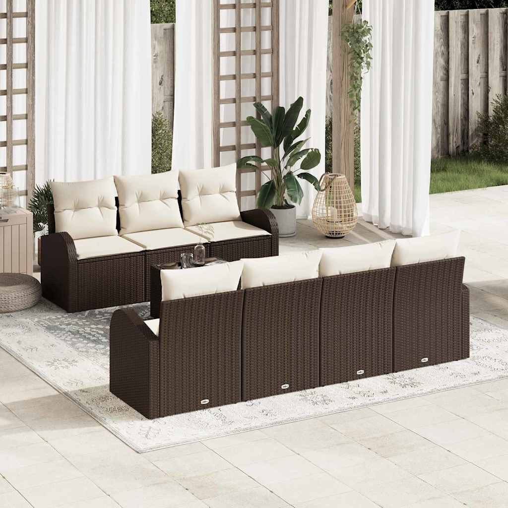 Gartensofa-set 8 stk. Braun Poly-Rattan