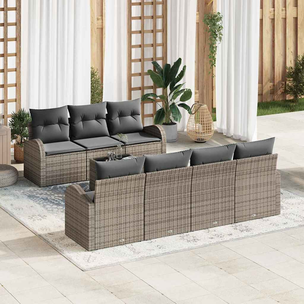 Gartensofa-set 8 stk. Grau Poly-Rattan