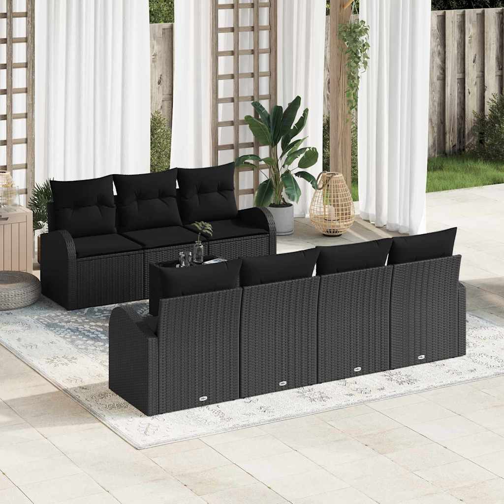 Gartensofa-set 8 stk. Schwarz Poly-Rattan