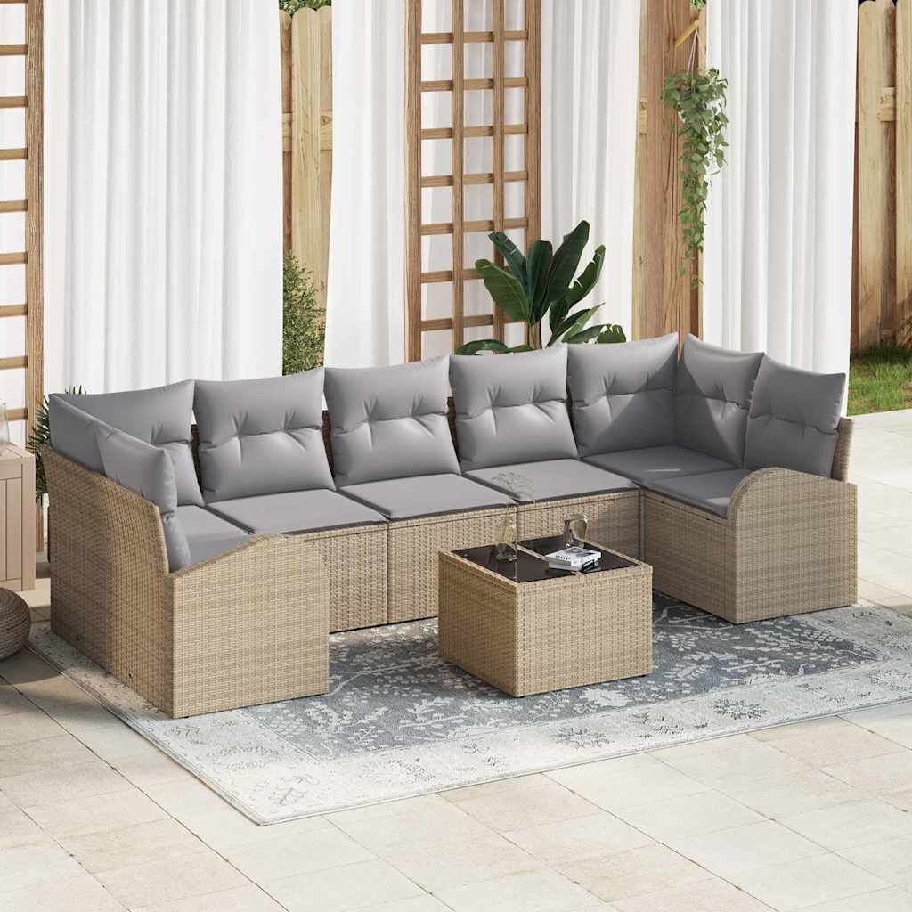 Gartensofa-set 8 stk. Beige Poly-Rattan