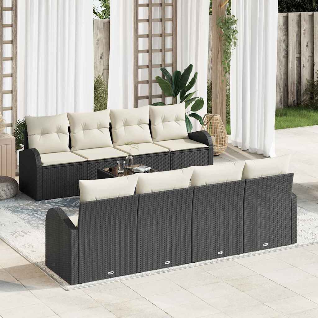 Gartensofa-set 9 stk. Schwarz Poly-Rattan