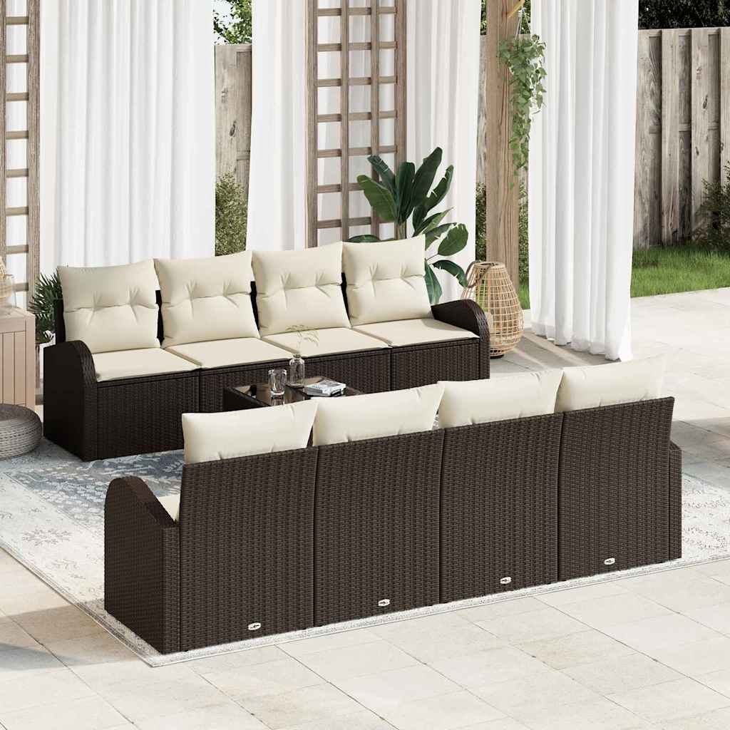 Gartensofa-set 9 stk. Braun Poly-Rattan