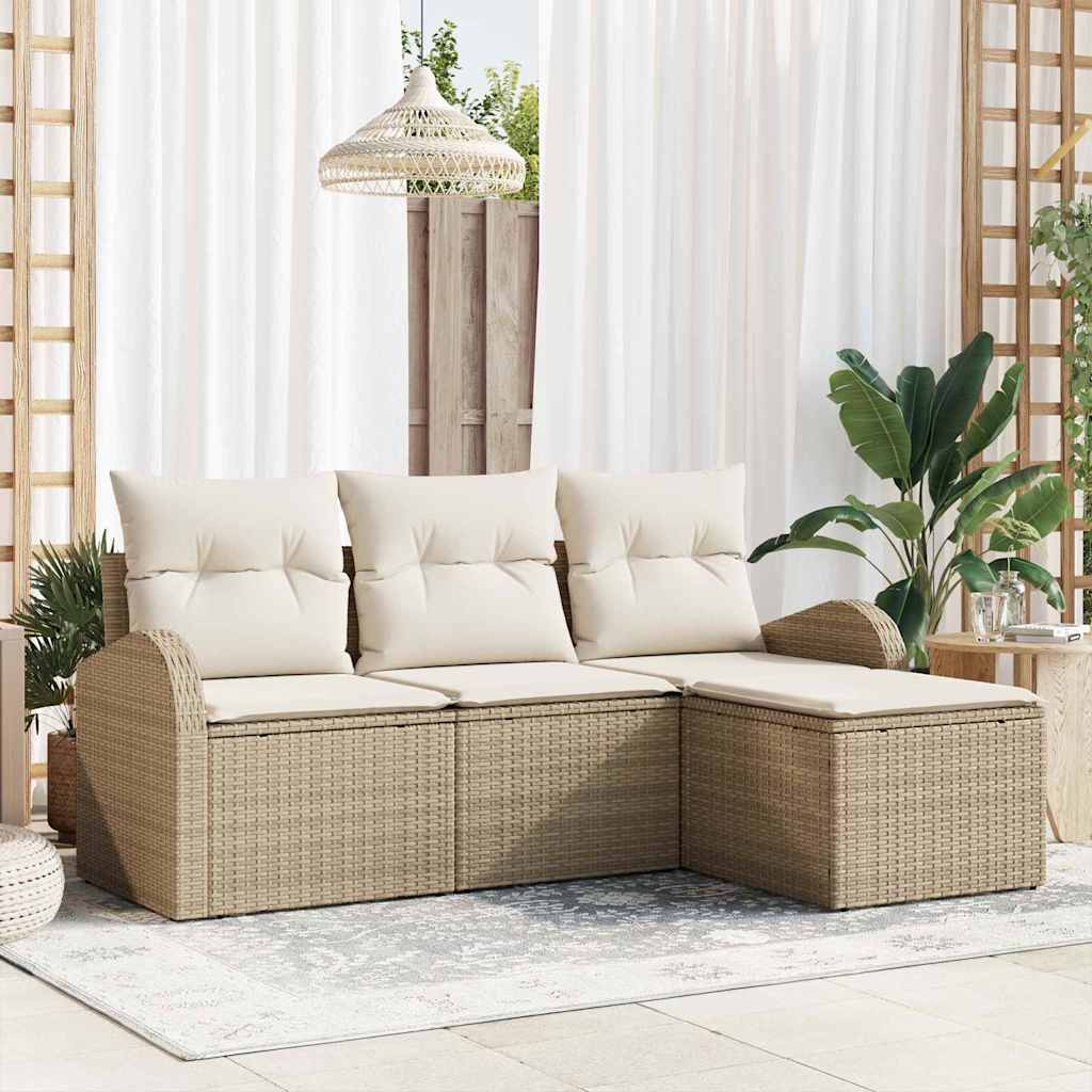 Gartensofa-set Beige Poly-Rattan