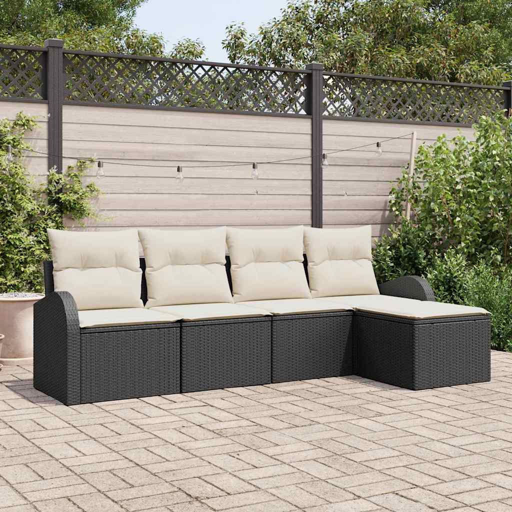 Gartensofa-set 5 stk. Schwarz Poly-Rattan