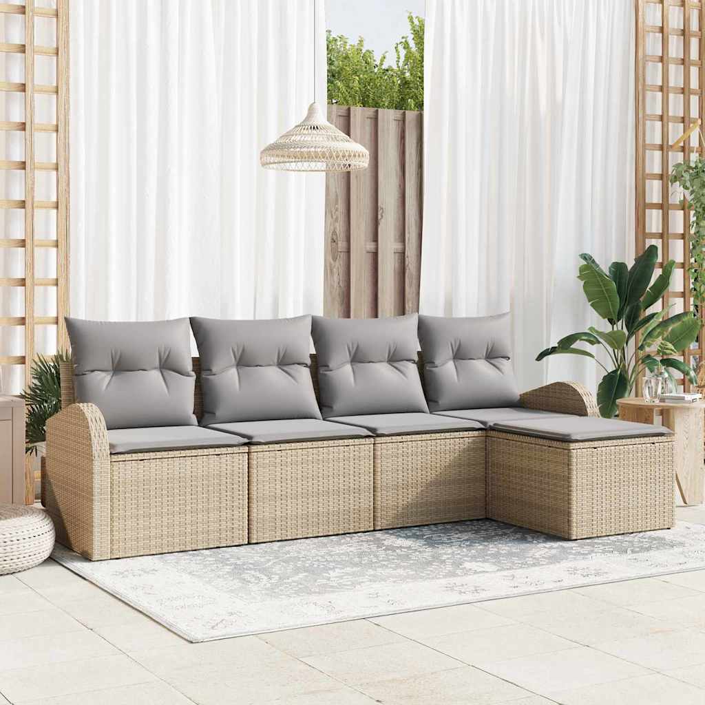 Gartensofa-set 5 stk. Beige Poly-Rattan