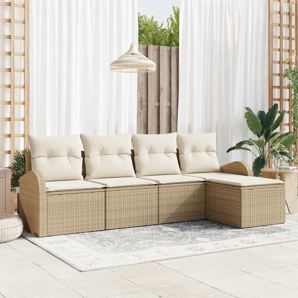 Gartensofa-set Beige Poly-Rattan