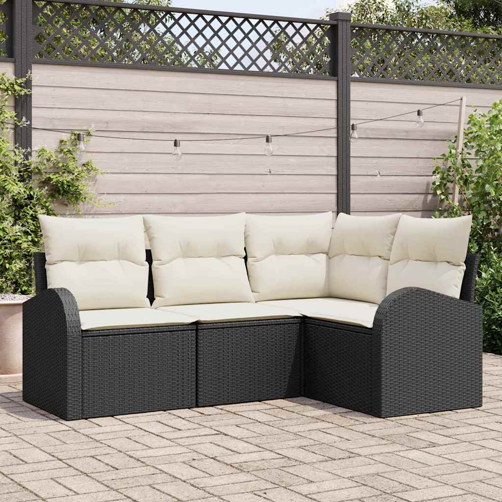 Gartensofa-set 4 stk. Schwarz Poly-Rattan
