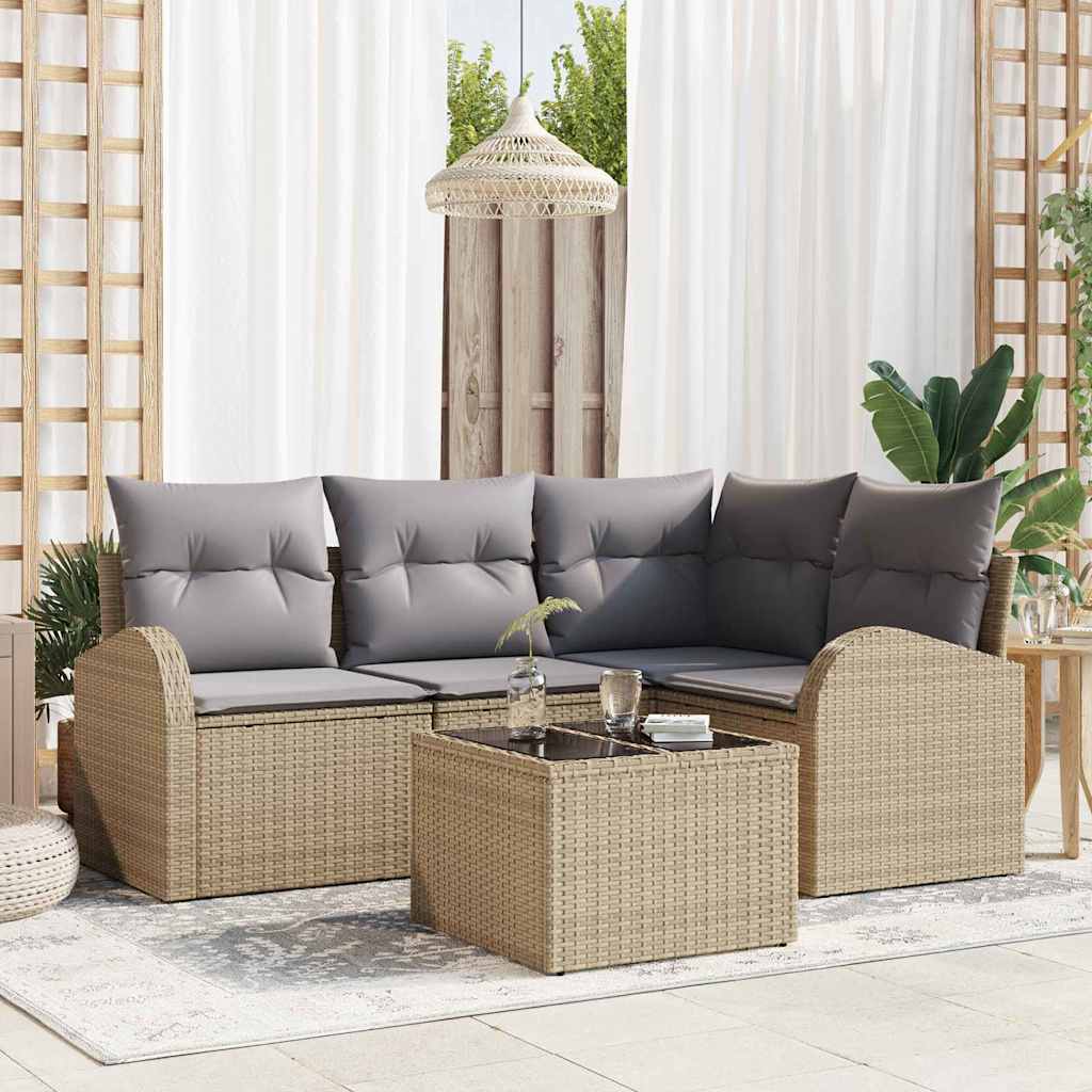 Gartensofa-set Beige Poly-Rattan