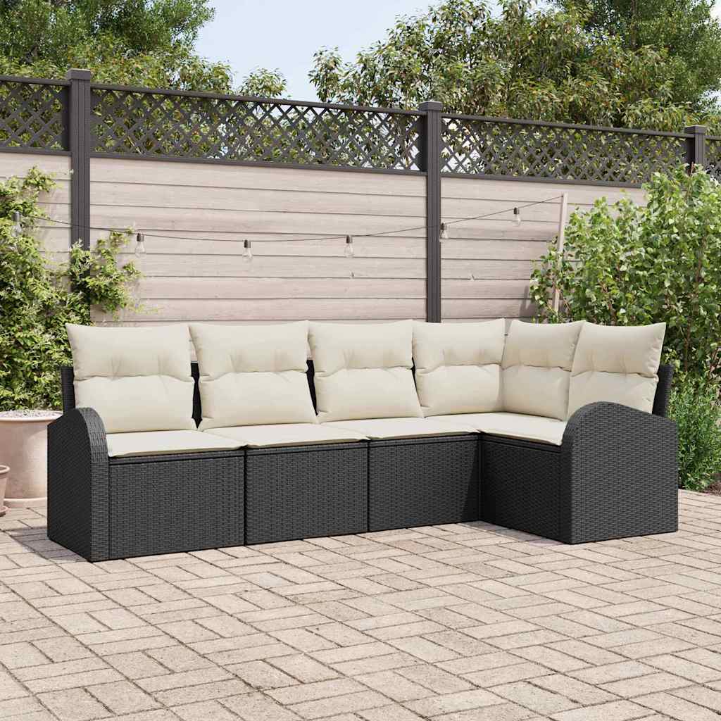 Sofa Set 5 stk. Schwarz Polyester