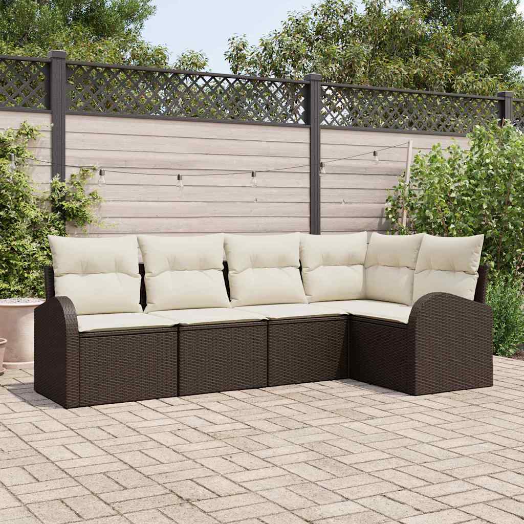 Sofa Set 5 stk. Braun Polyester