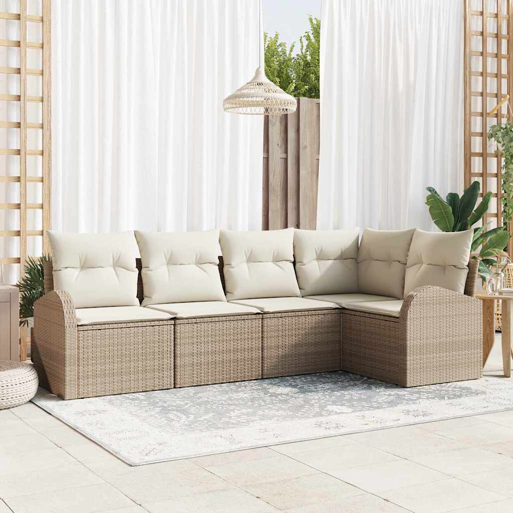 Sofa Set 5 stk. Beige Polyester