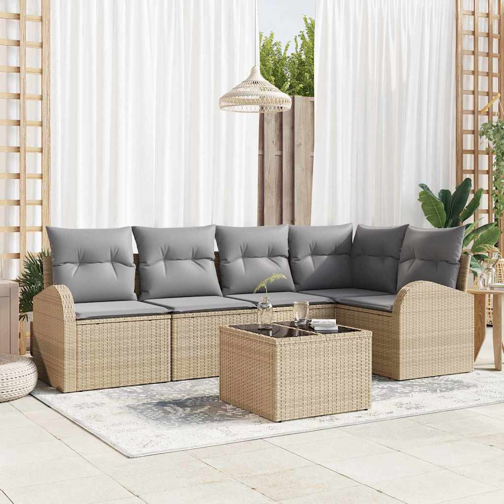 Sofa Set 6 stk. Beige Polyester